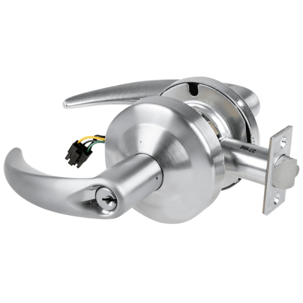 Schlage ND80PD-EU-OME 626 electrified storeroom cylindrical lock with Omega lever, satin chrome finish