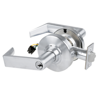 Schlage ND80PD-EU-RHO-626 electrified storeroom lock, satin chrome cylindrical lock with Rhodes lever