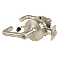 Schlage ND80PD-EU-TLR 619 electrified storeroom cylindrical lock with tubular lever, satin nickel finish