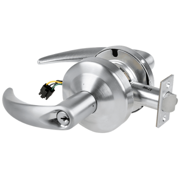 Schlage ND80PD-OME-RX 626 storeroom cylindrical lock, satin chrome Omega lever with keyed cylinder and latch