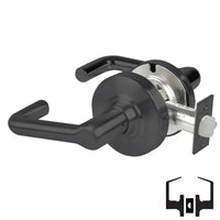 Schlage ND10S-TLR 622 cylindrical passage lever set, matte black, non-keyed tubular lever with latch