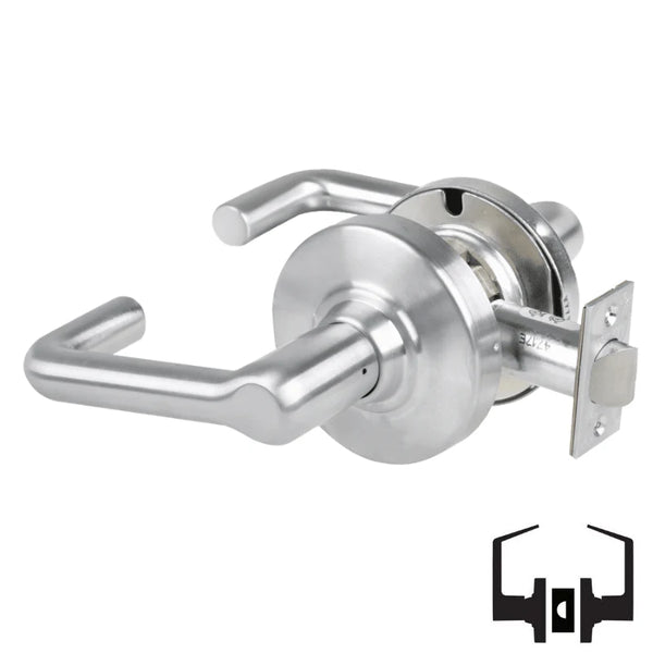 Schlage ND10S-TLR 626 satin chrome cylindrical passage lever set with tubular lever and round rose