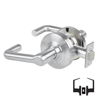 Schlage ND10S-TLR 626 satin chrome cylindrical passage lever set, tubular lever, non-keyed latch