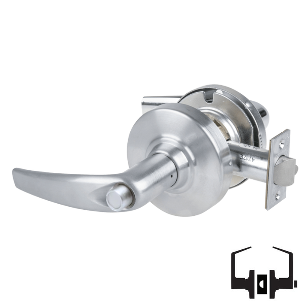 Schlage ND40S-ATH Cylindrical Privacy Lockset, Athens Lever, Non-Keyed, Grade 1