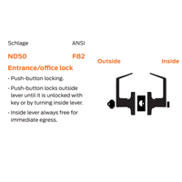 Schlage ND50PD-BRW Cylindrical Entrance/Office Lock, Broadway Lever, Schlage "C", Keyed Different