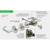 Schlage ND12DEL-RHO-626 Electrified Cylindrical Lock, Exit Function, Satin Chrome