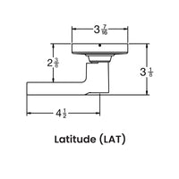 Schlage Latitude LAT cylindrical passage lever trim, side profile with dimensions, non-keyed design