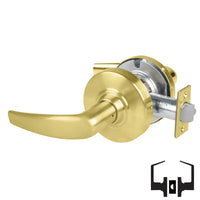 Schlage ND10S-ATH 606 passage lever set, satin brass cylindrical lock with Athens lever and latch