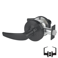 Schlage ND10S-ATH 622 passage lever set, matte black cylindrical lock with Athens lever and round rose