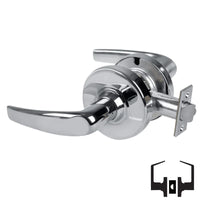 Schlage ND10S-ATH 625 passage lever set, bright chrome cylindrical lock with Athens lever and round rose