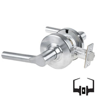 Schlage ND10S-BRW Broadway passage lever set, satin chrome 626, cylindrical non-keyed lockset with latch