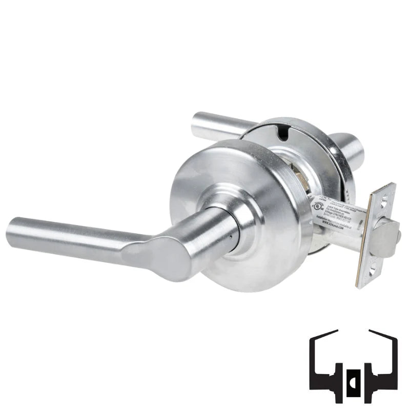 Schlage ND10S-BRW Broadway passage lever set, satin chrome 626, cylindrical non-keyed lockset with latch