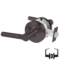 Schlage ND10S-BRW Broadway passage lever set, oil-rubbed bronze 643E, cylindrical non-keyed lockset