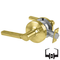 Schlage ND10S-LAT 606 passage lever set, satin brass cylindrical lock with Latitude lever and round rose