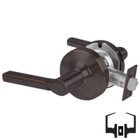 Schlage ND10S-LAT 643E cylindrical passage set, aged bronze Latitude lever, non-keyed with round rose