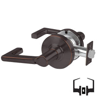 Schlage ND10S-LON 613 cylindrical passage set, oil-rubbed bronze Longitude lever with round rose, non-keyed