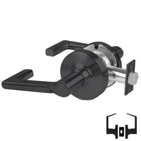 Schlage ND10S-LON 622 passage lever set, matte black cylindrical lock with Longitude levers and latch