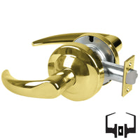 Schlage ND10S-OME passage lever set 605 bright brass, Omega lever with cylindrical latch and round rose