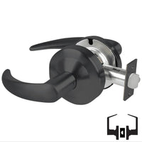 Schlage ND10S-OME 622 passage lever set, matte black cylindrical lock with Omega levers and latch