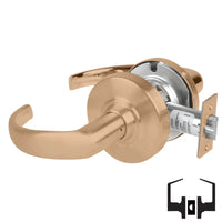 Schlage ND10S-SPA Sparta passage lever set, satin bronze 612 finish, cylindrical non-keyed lockset