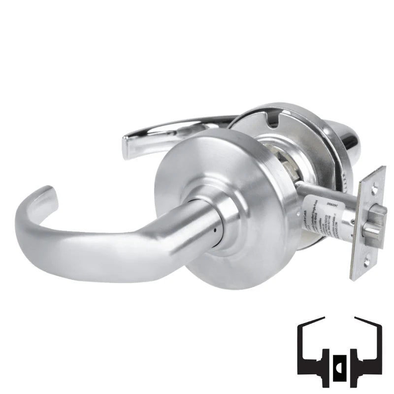Schlage ND10S-SPA 626 passage lever set, satin chrome, Sparta design with cylindrical latch and round rose