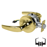 Schlage ND10S-ATH-RX Cylindrical Passage Set, Athens Lever, Non-Keyed, Request To Exit Switch, US3-605 Bright Brass