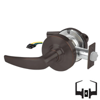 Schlage ND10S-ATH-RX Cylindrical Passage Set, Athens Lever, Non-Keyed, Request To Exit Switch, US11-643E Aged Bronze