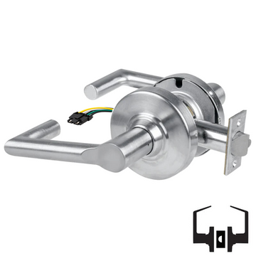 Schlage ND10S-BRK-RX Cylindrical Passage Set, Boardwalk Lever, Non-Keyed, Request To Exit Switch, US26D-626 Satin Chrome