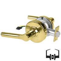 Schlage ND10S-BRW-RX Cylindrical Passage Set, Broadway Lever, Non-Keyed, Request To Exit Switch, US3-605 Bright Brass