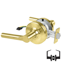 Schlage ND10S-BRW-RX Cylindrical Passage Set, Broadway Lever, Non-Keyed, Request To Exit Switch, US4-606 Satin Brass