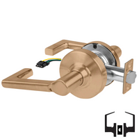 Schlage ND10S-LON-RX Cylindrical Passage Set, Longitude Lever, Non-Keyed, Request To Exit Switch, US10-612 Satin Bronze