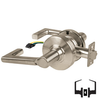 Schlage ND10S-LON-RX Cylindrical Passage Set, Longitude Lever, Non-Keyed, Request To Exit Switch, US15-619 Satin Nickel