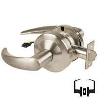 Schlage ND10S-OME-RX Cylindrical Passage Set, Omega Lever, Non-Keyed, Request To Exit Switch, US15-619 Satin Nickel