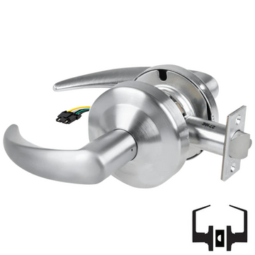 Schlage ND10S-OME-RX Cylindrical Passage Set, Omega Lever, Non-Keyed, Request To Exit Switch, US26D-626 Satin Chrome