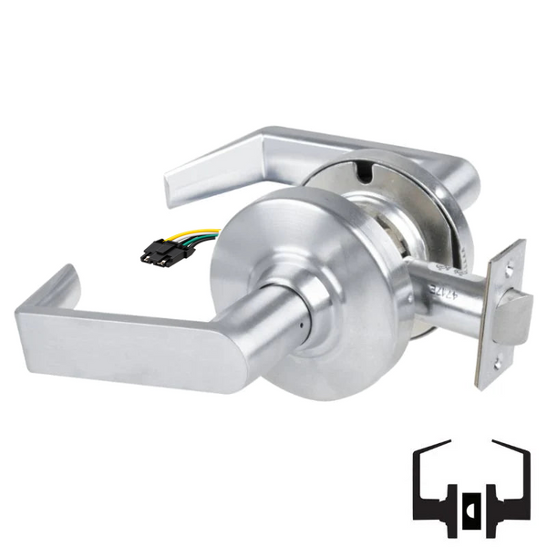 Schlage ND10S-RHO-RX Cylindrical Passage Set, Rhodes Lever, Non-Keyed, Request To Exit Switch, US26D-626 Satin Chrome