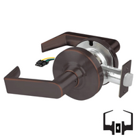 Schlage ND10S-RHO-RX Cylindrical Passage Set, Rhodes Lever, Non-Keyed, Request To Exit Switch, US11-643E Aged Bronze