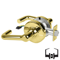 Schlage ND10S-TLR-RX Cylindrical Passage Set, Tubular Lever, Non-Keyed, Request To Exit Switch, US3-605 Bright Brass