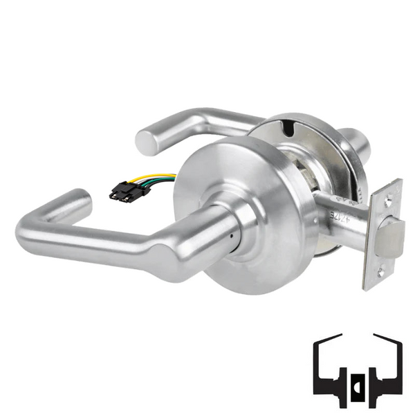 Schlage ND10S-TLR-RX Cylindrical Passage Set, Tubular Lever, Non-Keyed, Request To Exit Switch, US26D-626 Satin Chrome