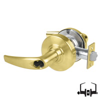 Schlage ND50-BD-ATH 606 entrance lockset with Athens lever, satin brass finish, SFIC prep less core