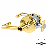 Schlage ND50-BD-BRK 605 bright brass entrance lock with Boardwalk lever and SFIC prep less core