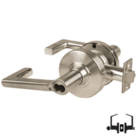 Schlage ND50BD LON 619 cylindrical entrance lock with Longitude lever, satin nickel finish, SFIC prep less core