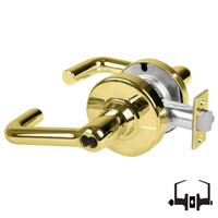 Schlage ND50-BD-TLR 605 entrance/office cylindrical lock, bright brass tubular lever, SFIC prep less core