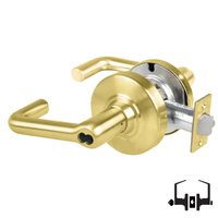 Schlage ND50-BD-TLR 606 satin brass cylindrical entrance lock with tubular lever and latch