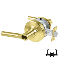 Schlage ND50-JD-BRW 606 entrance/office cylindrical lock with Broadway lever, satin brass, less core