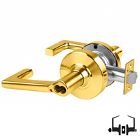 Schlage ND50JD LON 605 entrance lock, bright brass cylindrical lockset with Longitude lever, less core