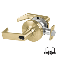 Schlage ND50-JD-RHO 606 entrance lock, satin brass Rhodes lever cylindrical lockset with FSIC prep