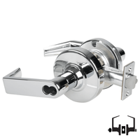 Schlage ND50-JD-RHO 625 entrance lock, bright chrome Rhodes lever cylindrical lock, FSIC less core