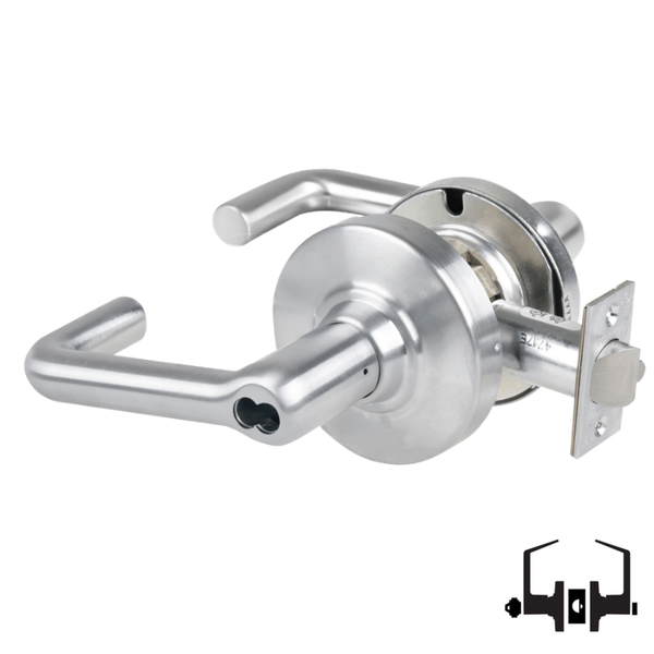 Schlage ND50-JD-TLR 626 cylindrical entrance lock with tubular lever, satin chrome, less core