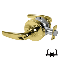 Schlage ND50PD ATH 605 entrance lock, polished brass Athens lever with keyed cylinder and latch