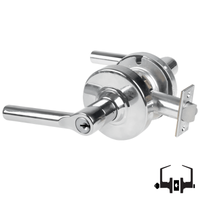 Schlage ND50PD BRW 625 entrance lock, satin chrome cylindrical lockset with Broadway lever and keyed cylinder